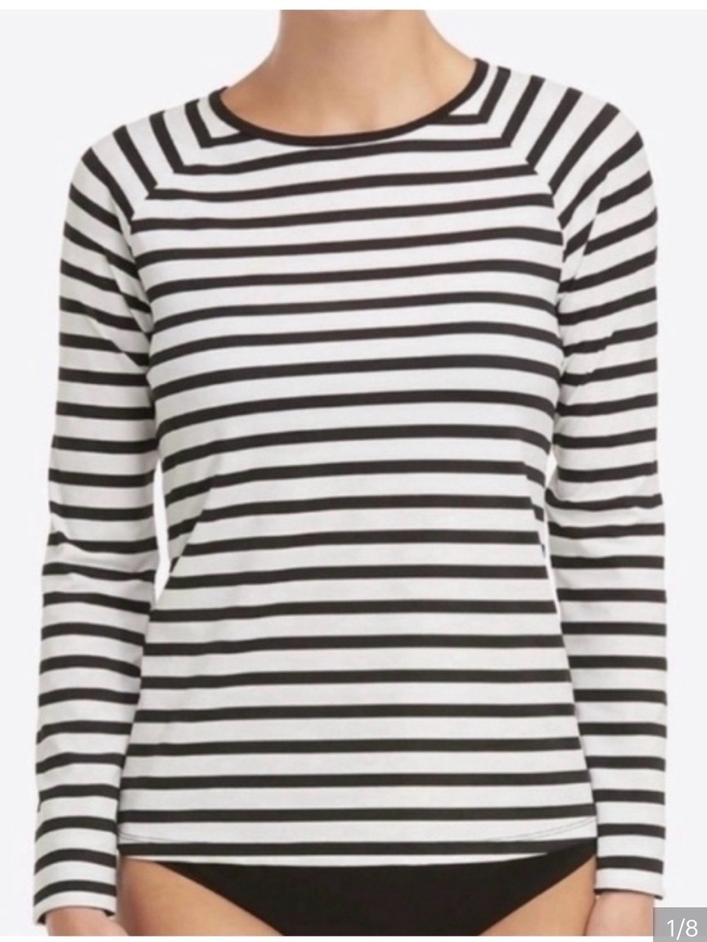 SPANX striped sun shirt rash guard XS new